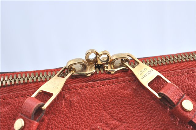 Auth Louis Vuitton Monogram Empreinte Lumineuse PM Tote Bag Red M40552 LV G9888