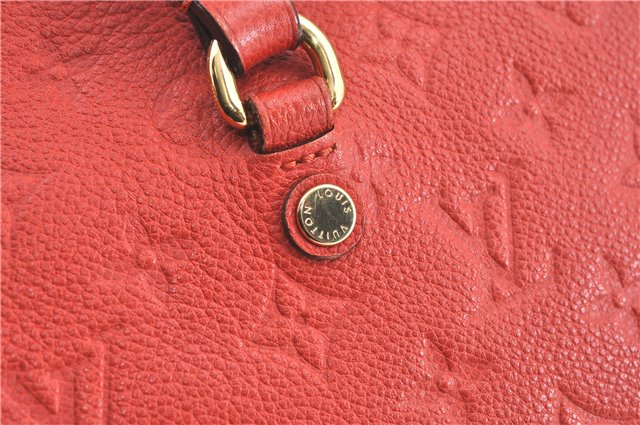 Auth Louis Vuitton Monogram Empreinte Lumineuse PM Tote Bag Red M40552 LV G9888