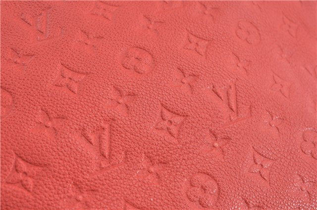 Auth Louis Vuitton Monogram Empreinte Lumineuse PM Tote Bag Red M40552 LV G9888