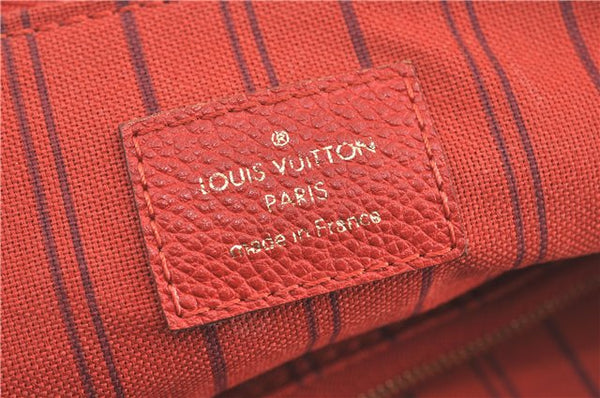 Auth Louis Vuitton Monogram Empreinte Lumineuse PM Tote Bag Red M40552 LV G9888