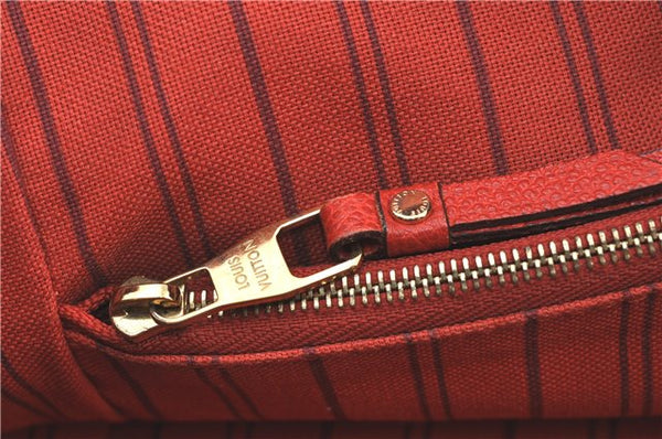 Auth Louis Vuitton Monogram Empreinte Lumineuse PM Tote Bag Red M40552 LV G9888