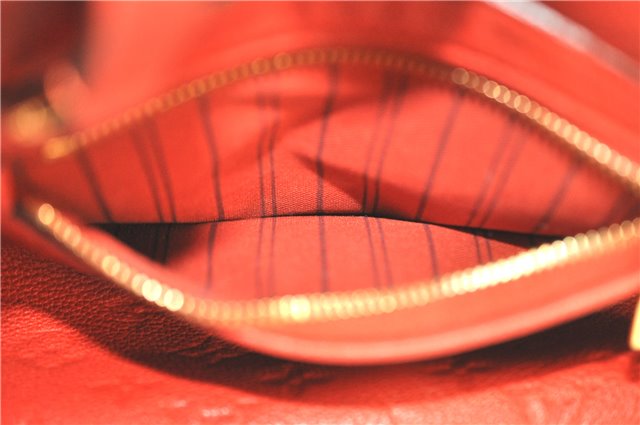 Auth Louis Vuitton Monogram Empreinte Lumineuse PM Tote Bag Red M40552 LV G9888