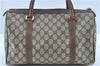 Authentic GUCCI Web Sherry Line Hand Boston Bag GG PVC Leather Brown Junk G9934