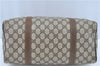 Authentic GUCCI Web Sherry Line Hand Boston Bag GG PVC Leather Brown Junk G9934