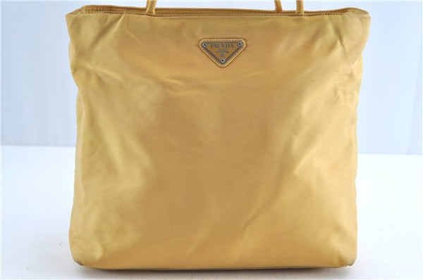 Authentic PRADA Nylon Shoulder Tote Bag Yellow G9942