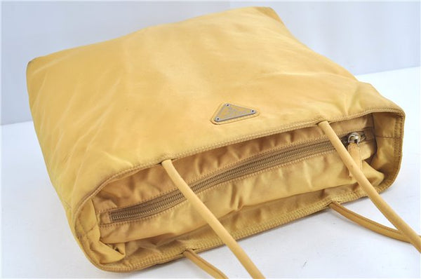 Authentic PRADA Nylon Shoulder Tote Bag Yellow G9942