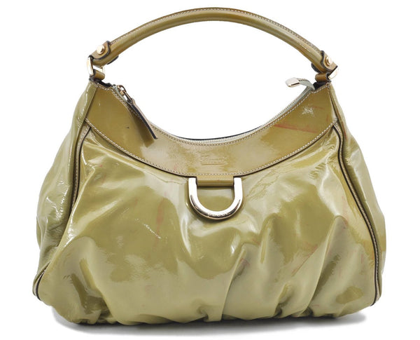 Authentic GUCCI Abbey Shoulder Hand Bag Purse Enamel 189833 Green H0034