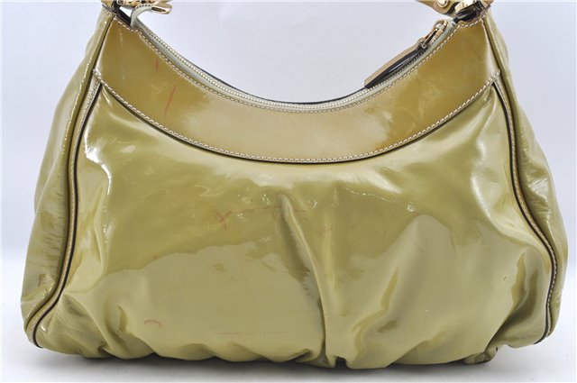 Authentic GUCCI Abbey Shoulder Hand Bag Purse Enamel 189833 Green H0034