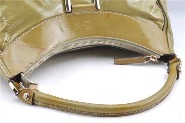 Authentic GUCCI Abbey Shoulder Hand Bag Purse Enamel 189833 Green H0034