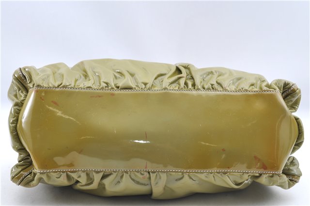 Authentic GUCCI Abbey Shoulder Hand Bag Purse Enamel 189833 Green H0034