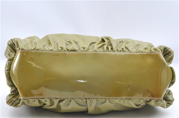 Authentic GUCCI Abbey Shoulder Hand Bag Purse Enamel 189833 Green H0034