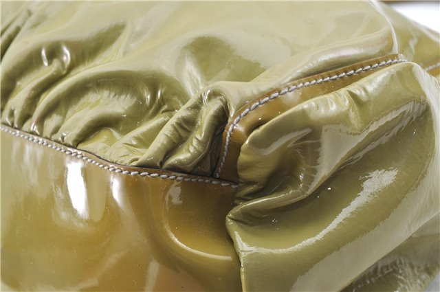 Authentic GUCCI Abbey Shoulder Hand Bag Purse Enamel 189833 Green H0034