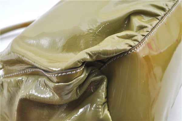 Authentic GUCCI Abbey Shoulder Hand Bag Purse Enamel 189833 Green H0034