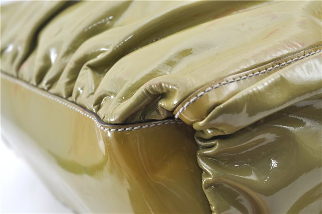 Authentic GUCCI Abbey Shoulder Hand Bag Purse Enamel 189833 Green H0034