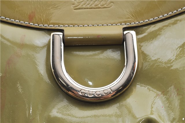 Authentic GUCCI Abbey Shoulder Hand Bag Purse Enamel 189833 Green H0034