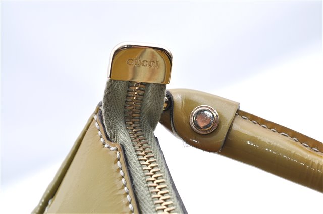 Authentic GUCCI Abbey Shoulder Hand Bag Purse Enamel 189833 Green H0034