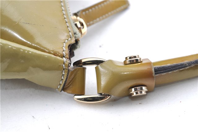 Authentic GUCCI Abbey Shoulder Hand Bag Purse Enamel 189833 Green H0034