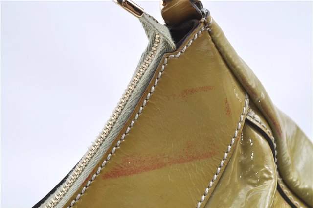Authentic GUCCI Abbey Shoulder Hand Bag Purse Enamel 189833 Green H0034