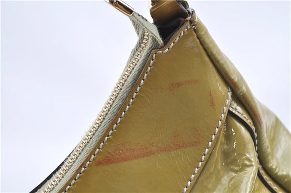Authentic GUCCI Abbey Shoulder Hand Bag Purse Enamel 189833 Green H0034