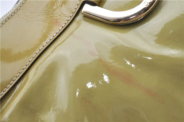 Authentic GUCCI Abbey Shoulder Hand Bag Purse Enamel 189833 Green H0034