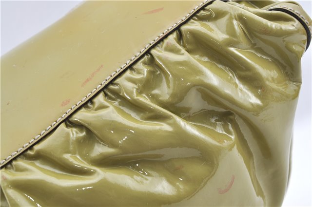 Authentic GUCCI Abbey Shoulder Hand Bag Purse Enamel 189833 Green H0034