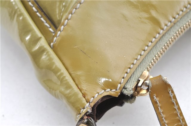 Authentic GUCCI Abbey Shoulder Hand Bag Purse Enamel 189833 Green H0034