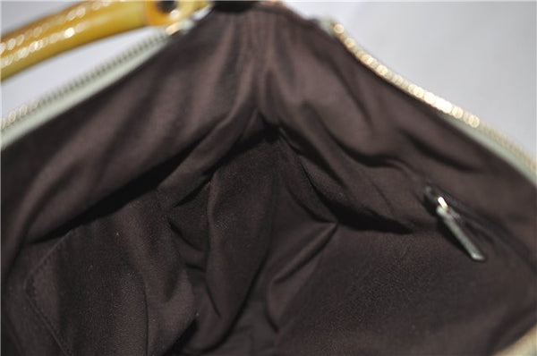 Authentic GUCCI Abbey Shoulder Hand Bag Purse Enamel 189833 Green H0034