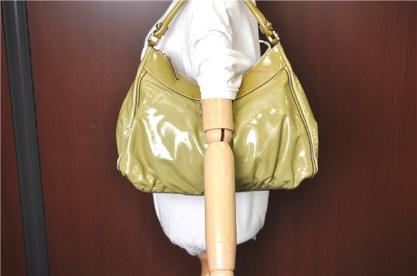 Authentic GUCCI Abbey Shoulder Hand Bag Purse Enamel 189833 Green H0034