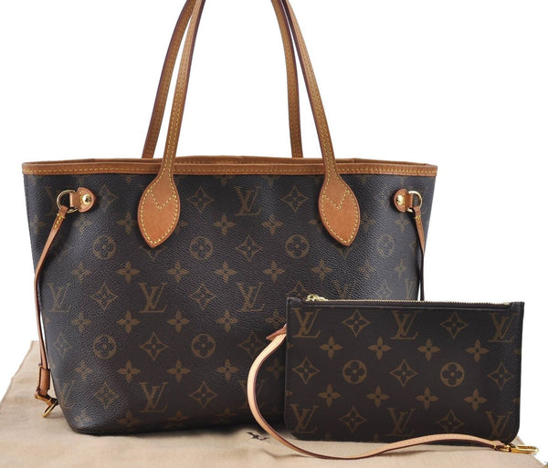 Authentic LOUIS VUITTON Monogram Neverfull PM Tote Bag M40155 LV H0405