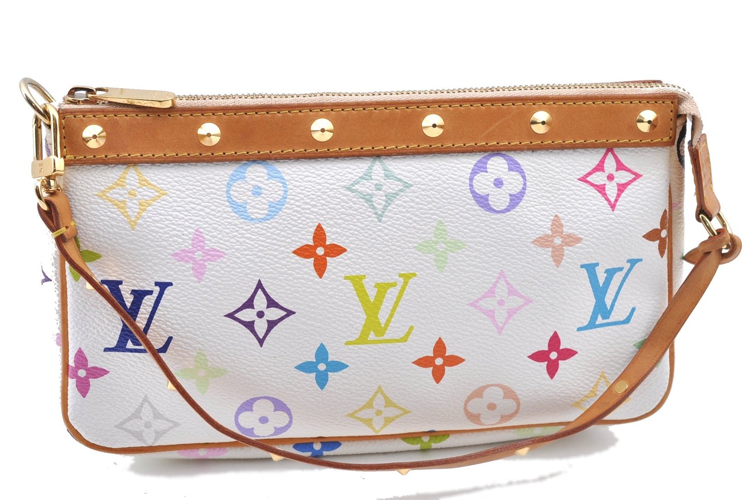 Louis Vuitton Monogram Multicolor Pochette Accessoires Pouch M92649 White H0406