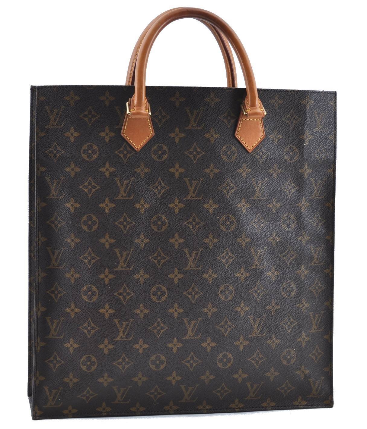 Authentic LOUIS VUITTON Monogram Sac Plat Hand Bag M51140 LV Junk H0490