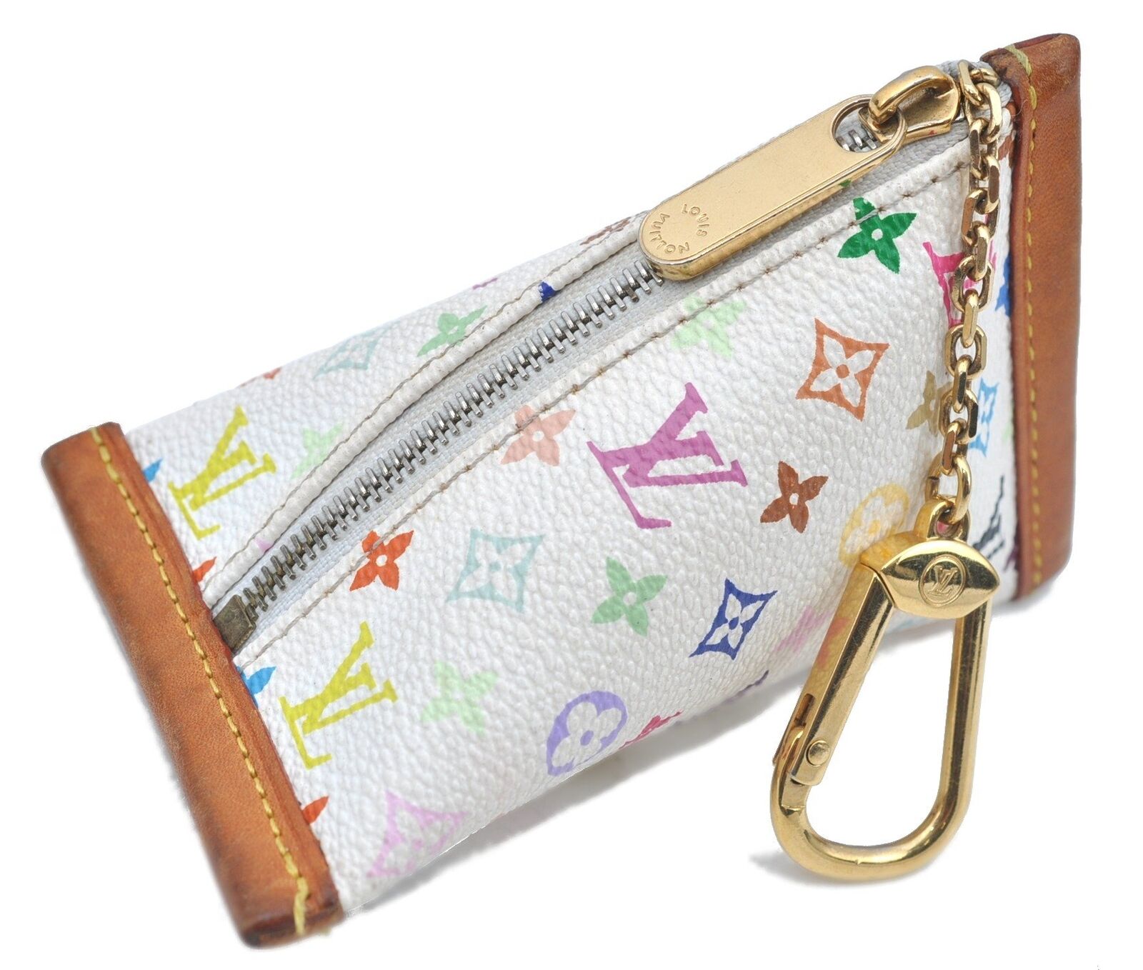 Auth LOUIS VUITTON Monogram Multicolor Berlingo Coin Purse White M58028 LV H0505
