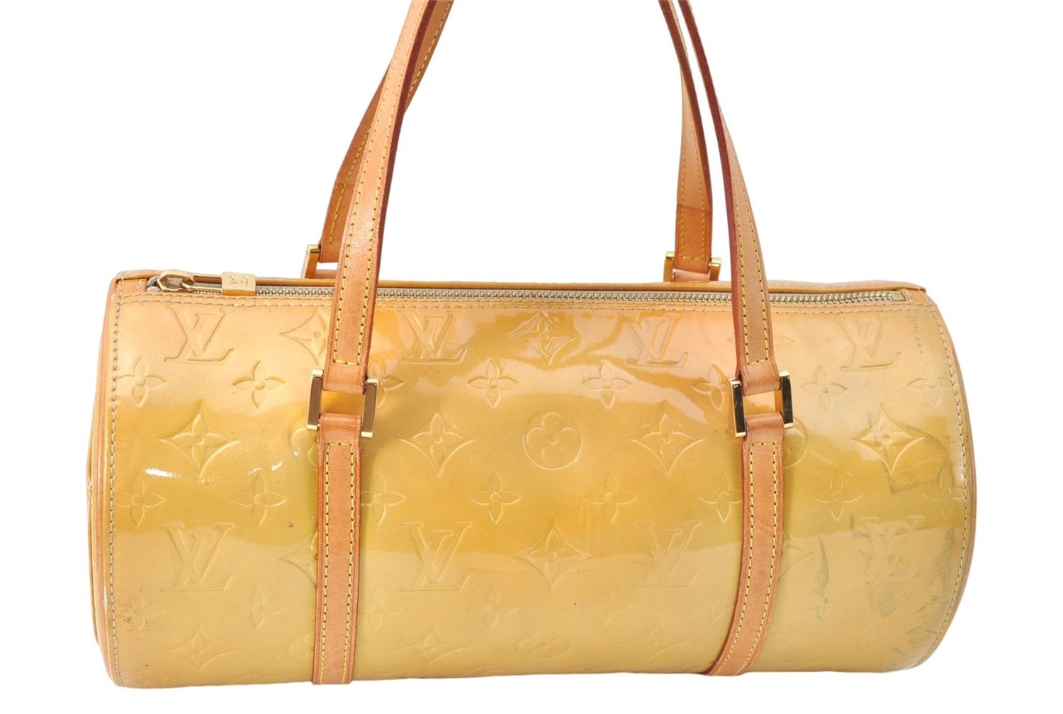 Authentic Louis Vuitton Vernis Bedford Hand Bag Yellow M91006 LV H0668