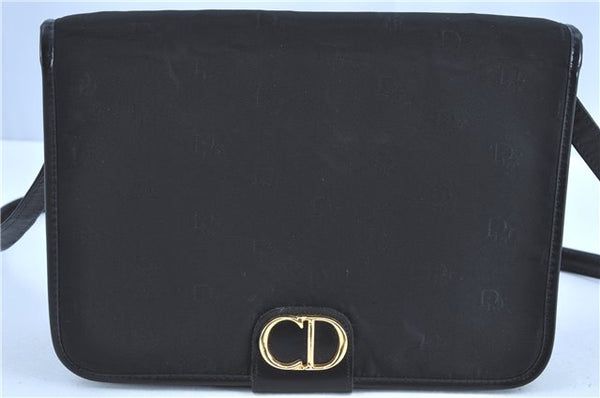 Authentic Christian Dior Shoulder Cross Body Bag Nylon Leather Black H0765