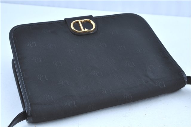 Authentic Christian Dior Shoulder Cross Body Bag Nylon Leather Black H0765