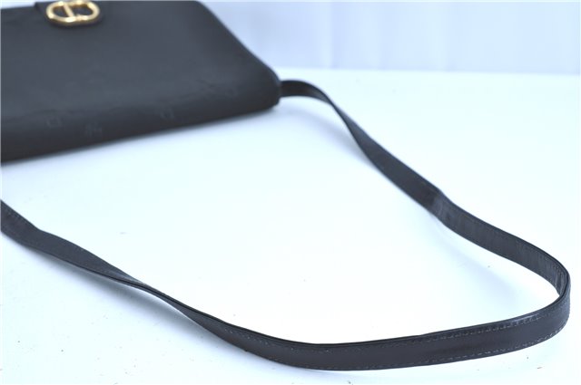 Authentic Christian Dior Shoulder Cross Body Bag Nylon Leather Black H0765