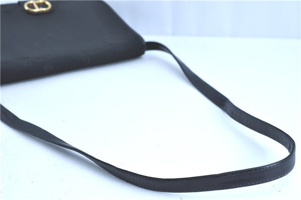 Authentic Christian Dior Shoulder Cross Body Bag Nylon Leather Black H0765