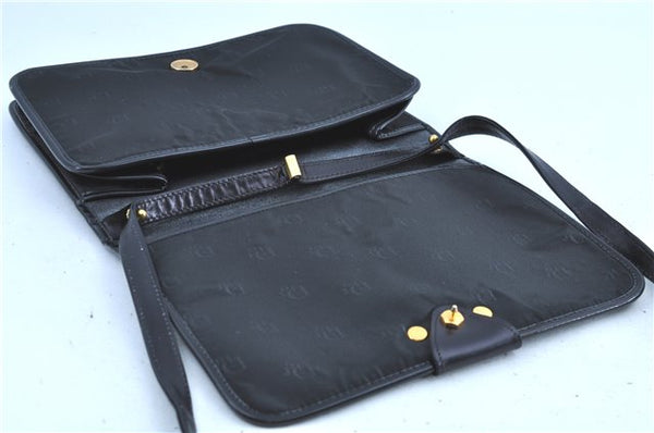 Authentic Christian Dior Shoulder Cross Body Bag Nylon Leather Black H0765