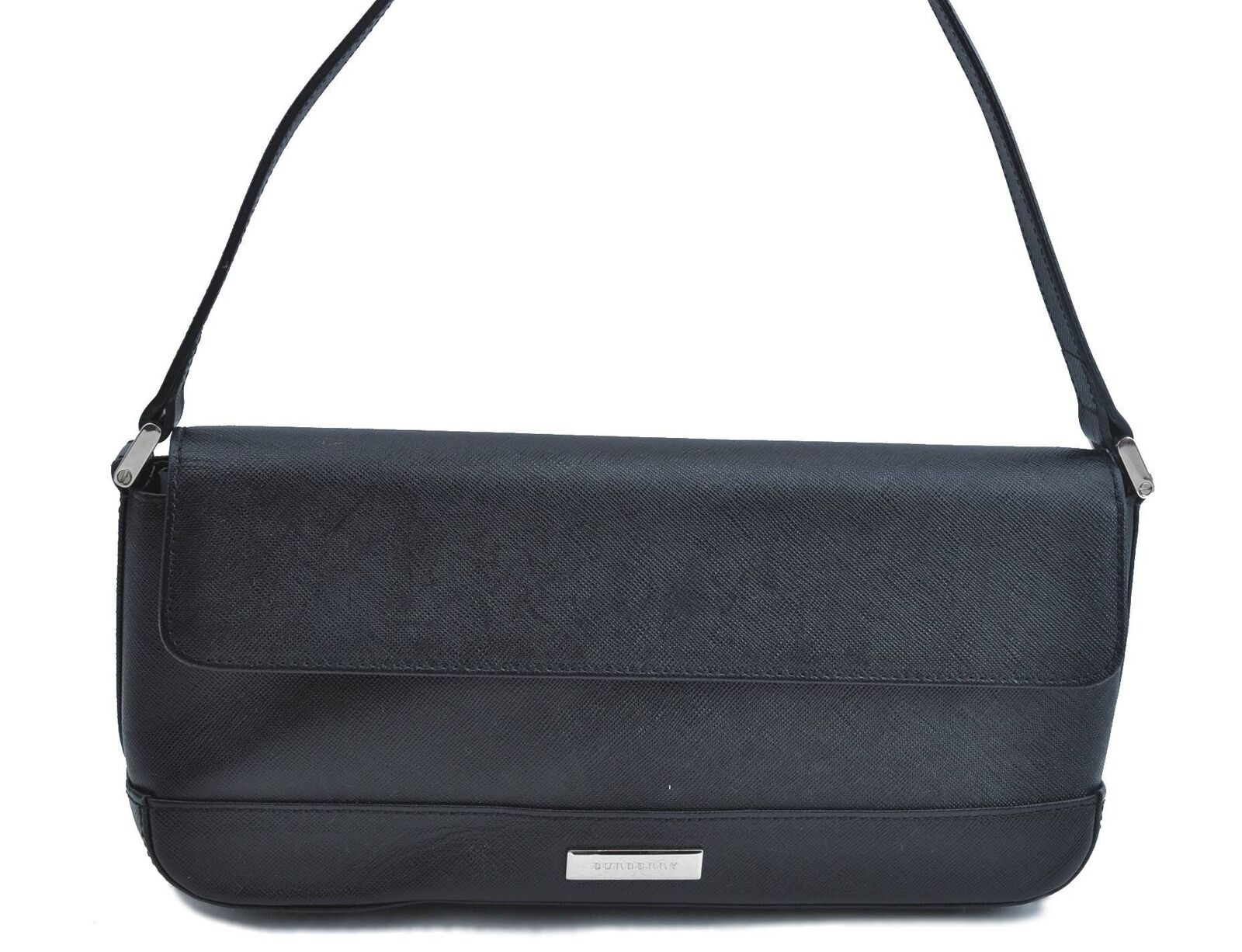 Authentic BURBERRY Shoulder Hand Bag Purse Leather Black H0952