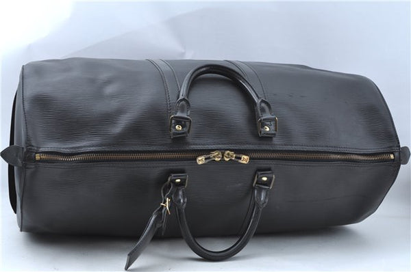 Authentic Louis Vuitton Epi Keepall 55 Boston Travel Bag Black M42952 LV H1166
