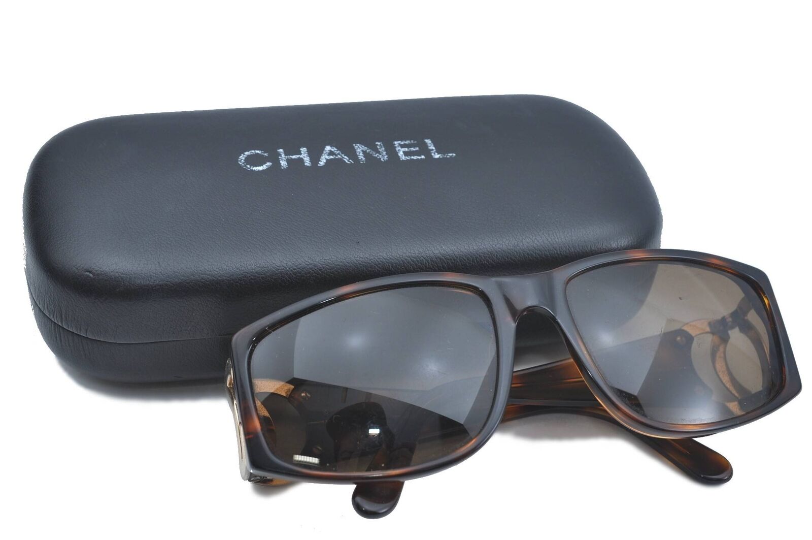 Authentic CHANEL Sunglasses Logos CoCo Mark Platic Brown CC H1468