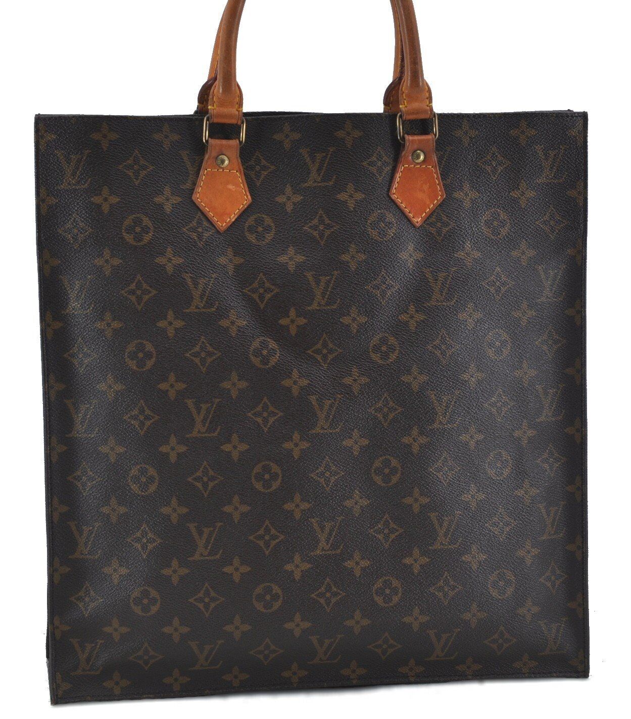 Authentic LOUIS VUITTON Monogram Sac Plat Hand Bag M51140 LV H1479