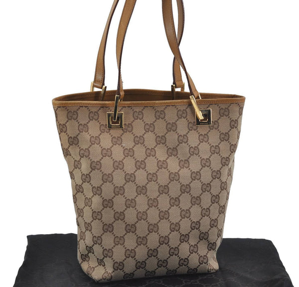 Authentic GUCCI Shoulder Tote Bag GG Canvas Leather 0021099 Brown H1493