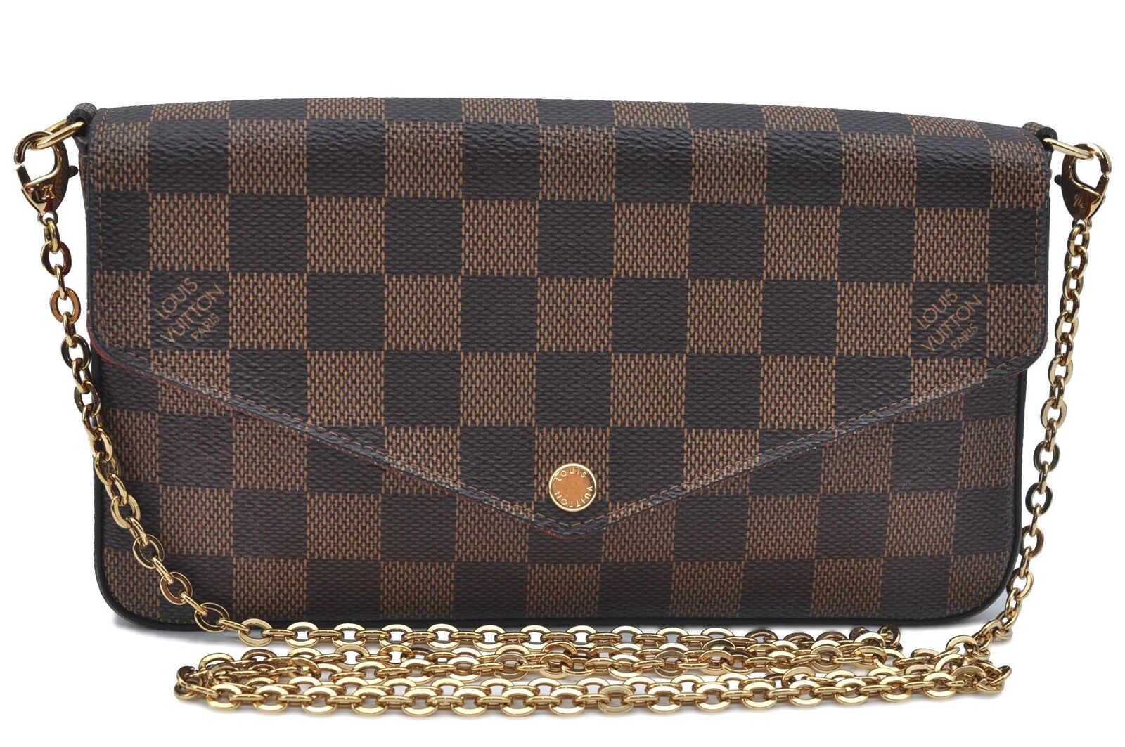 Authentic LOUIS VUITTON Damier Pochette Felicie Shoulder Bag N63032 LV H1496