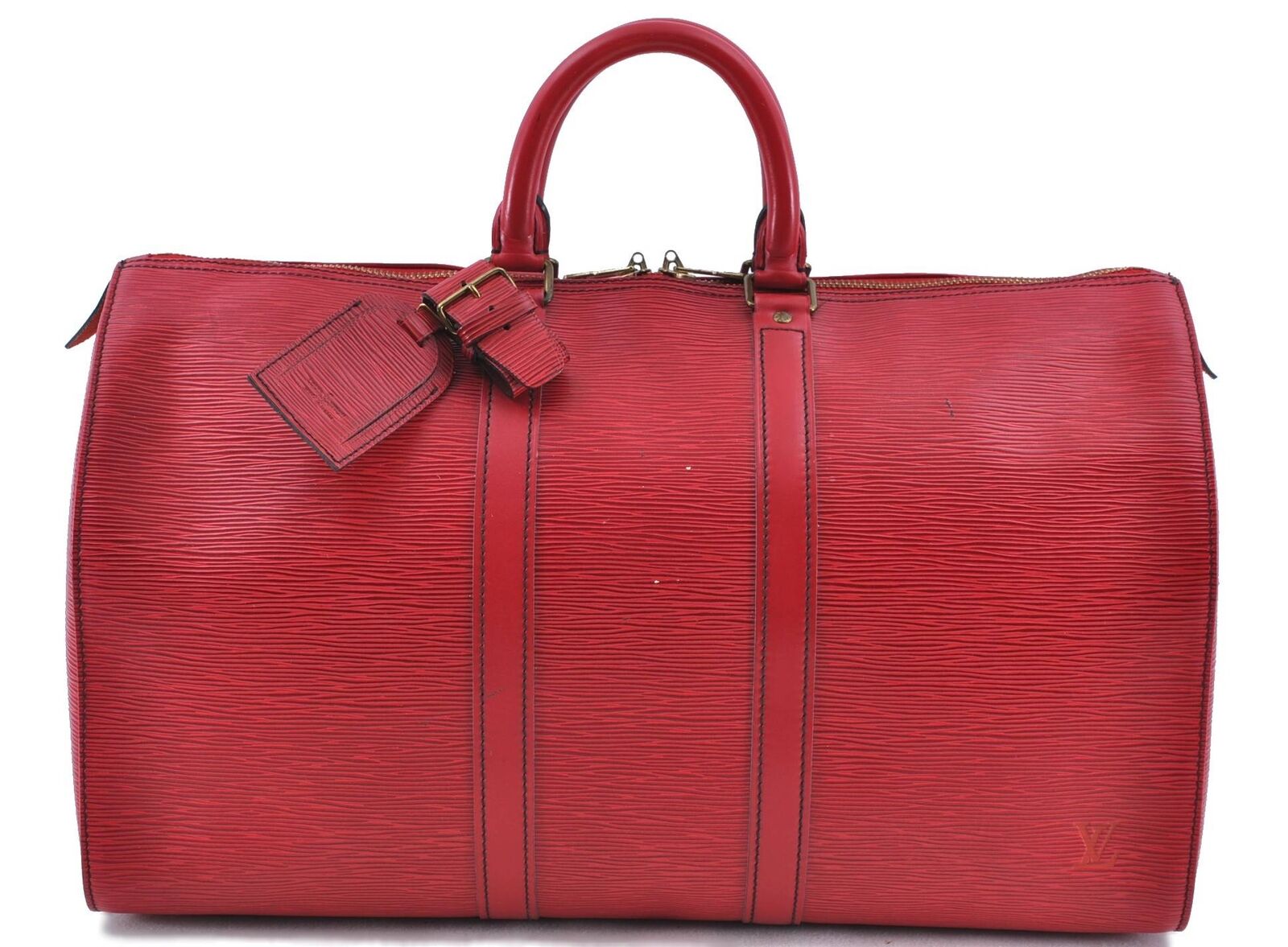 Authentic LOUIS VUITTON Epi Keepall 45 Boston Bag Red M42977 LV H1499