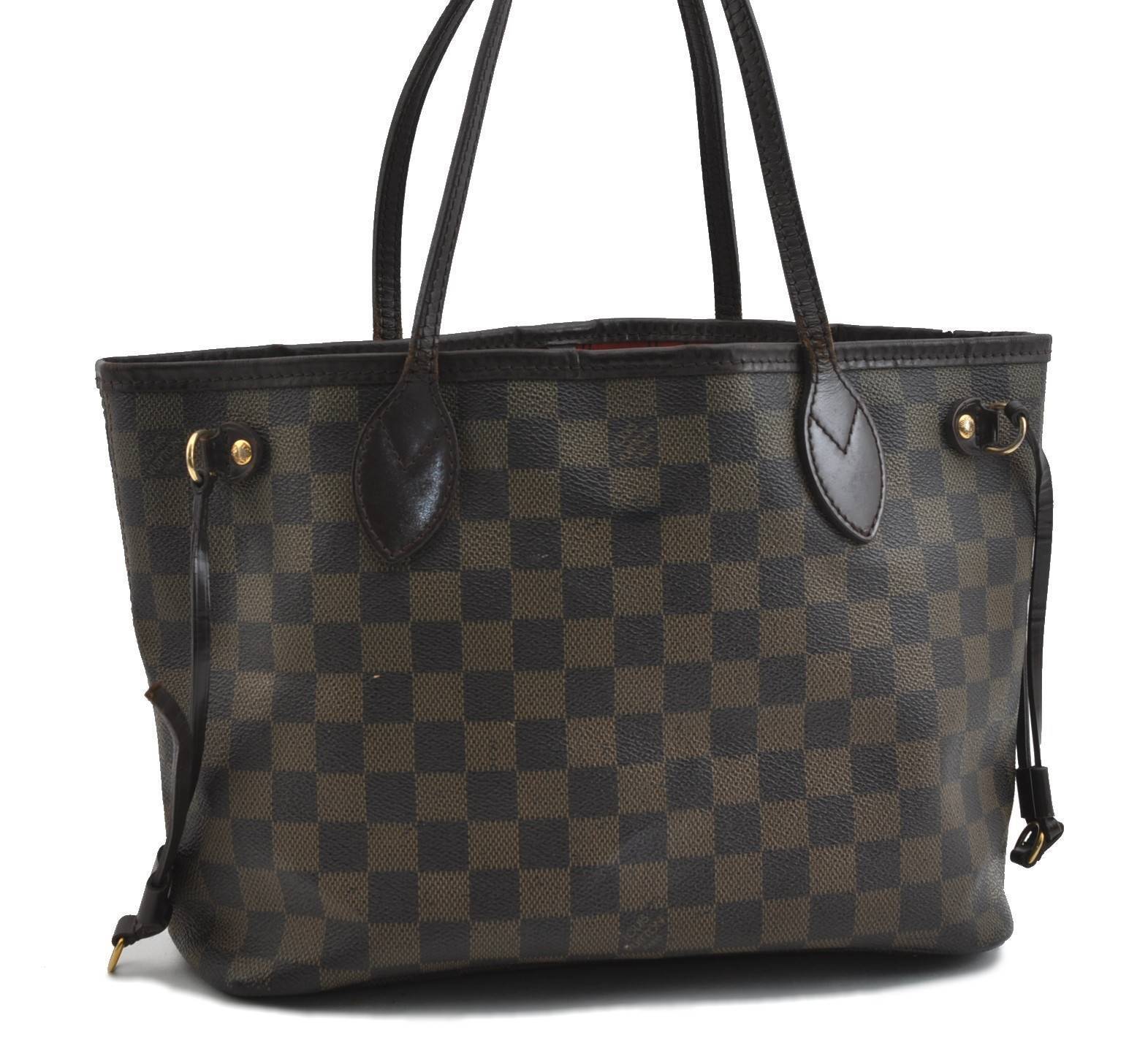 Authentic LOUIS VUITTON Damier Neverfull PM Tote Bag N51109 LV H1573