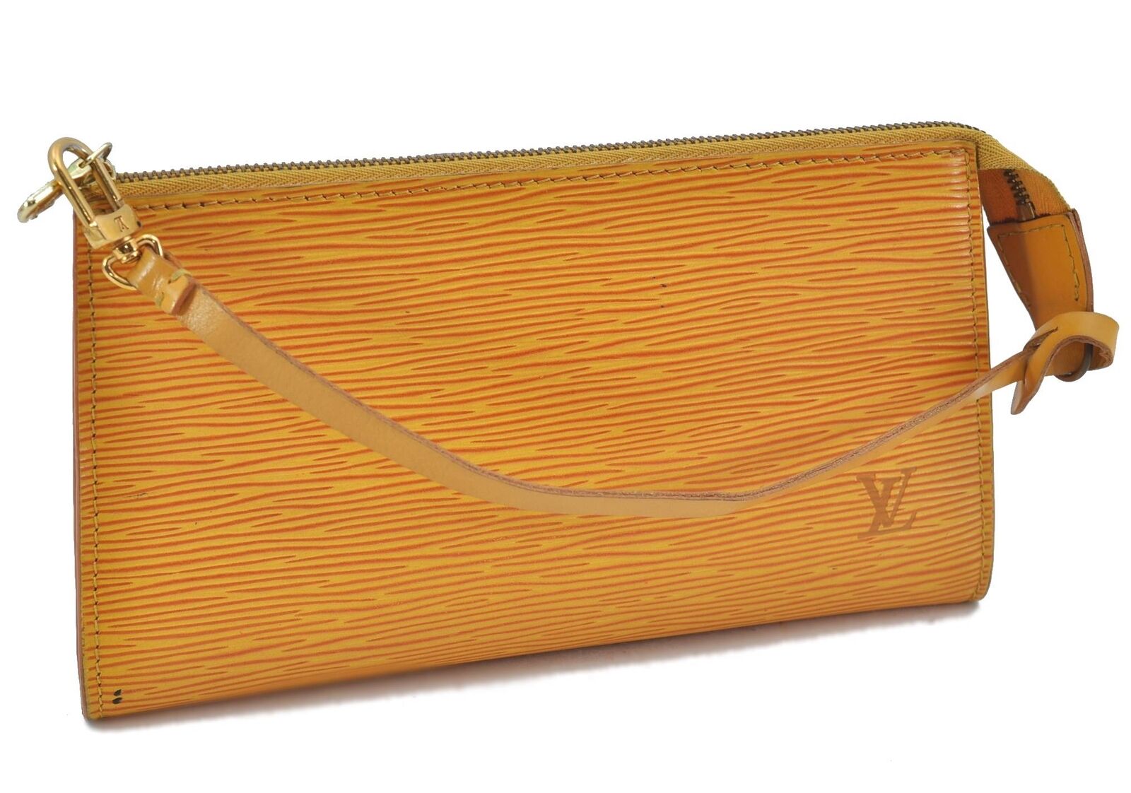 Authentic LOUIS VUITTON Epi Pochette Accessoires Pouch Yellow M52959 LV H1670