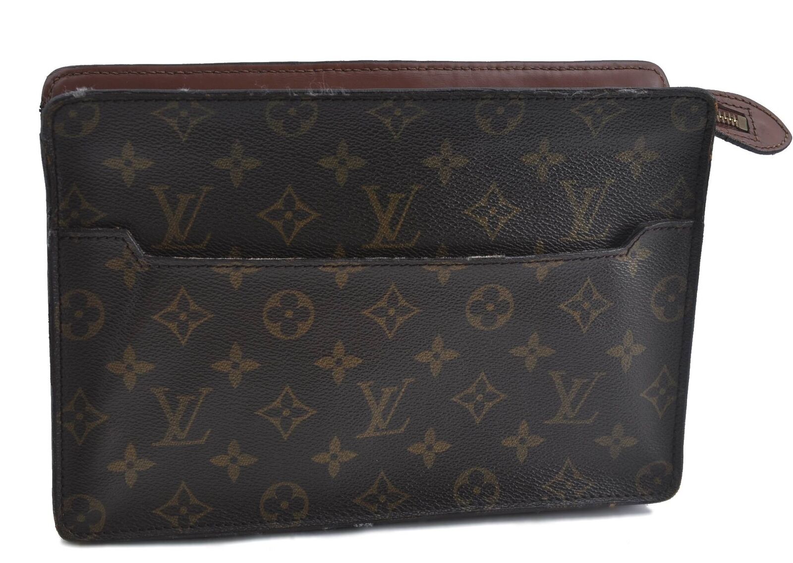 Authentic LOUIS VUITTON Monogram Pochette Homme Clutch Hand Bag M51795 LV H1703