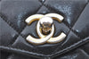 Authentic CHANEL Lamb Skin Matelasse CC Logo Chain Waist Body Bag Black H1884