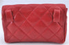 Authentic CHANEL Lamb Skin Matelasse CC Logo Chain Waist Body Bag Red H1890